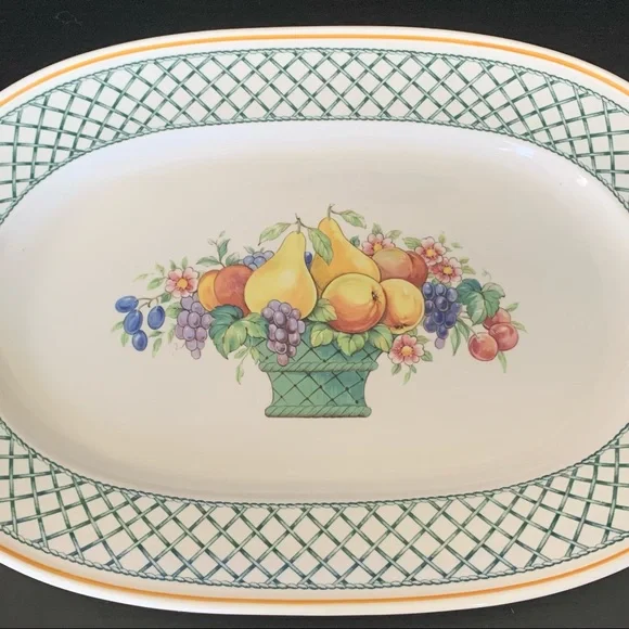 RARE Villeroy Boch Basket Collection 16” Oval Serving Platter